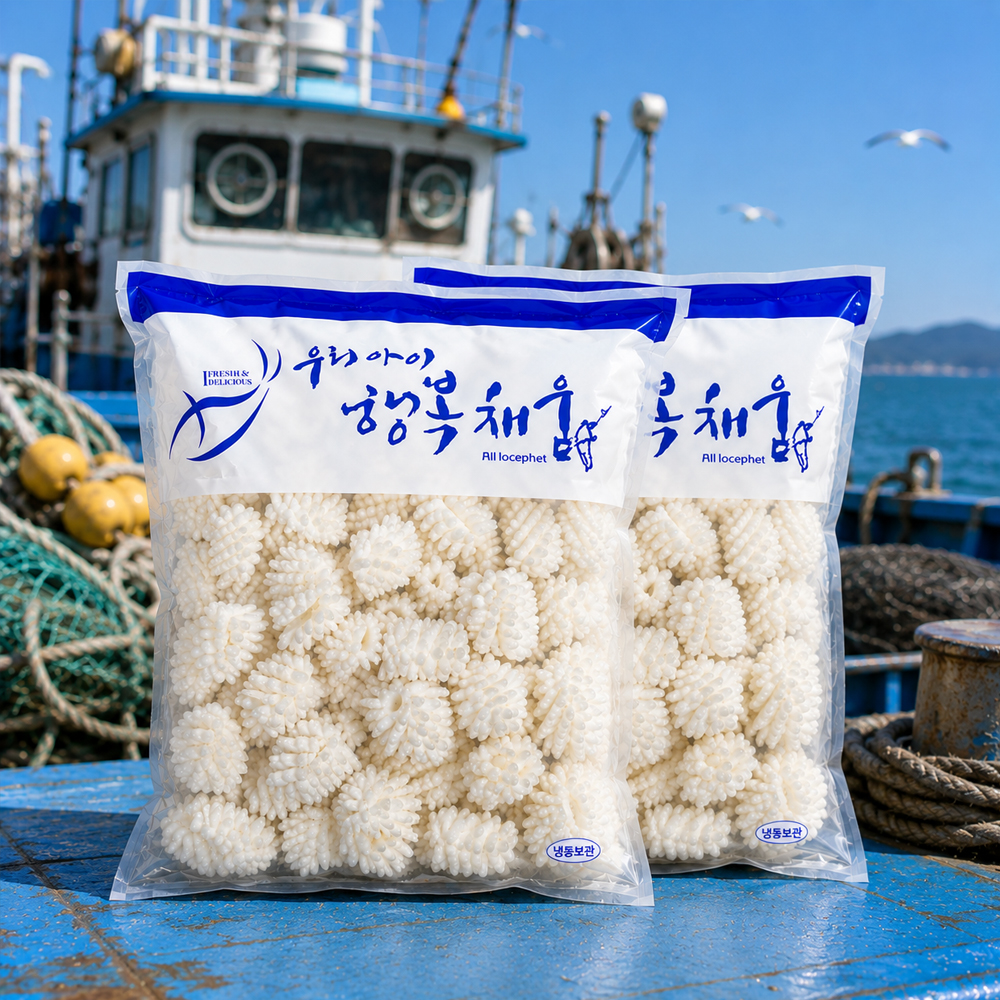 HACCP 직접 가공한 바다한끼 솔방울 모양 냉동 오징어 2kg x 2팩 (총4kg) - 상품 이미지