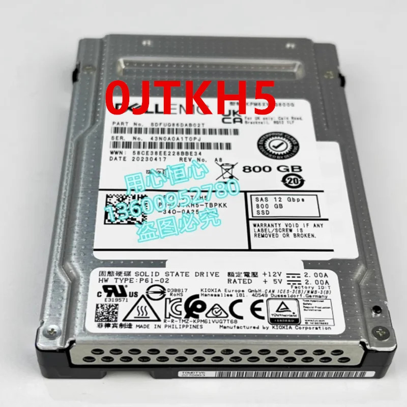 DELL 800GB 2.5 SSD SAS JTKH5 0JTKH5 KPM6XVUG800G새 솔리드 스테이트 드라이브