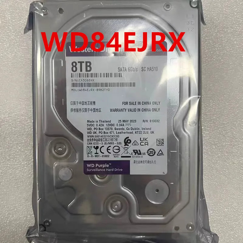 감시 하드 드라이브오리지널 WD 8TB 3.5 인치 SATA 5400RPM WD84EJRX