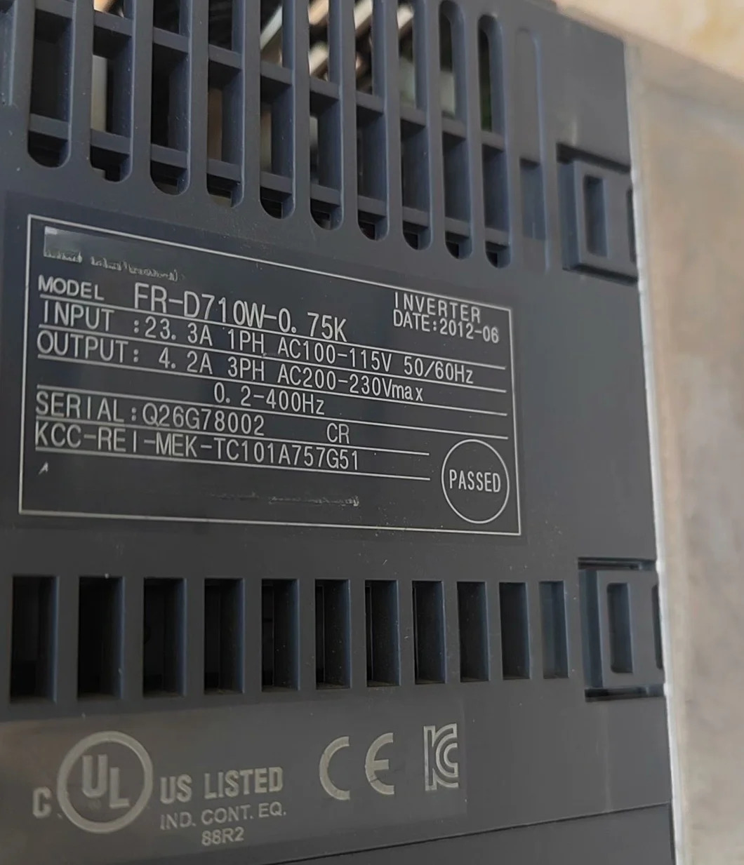 인버터 FR-D710W-0.75K 3개월 으로 정상 작동