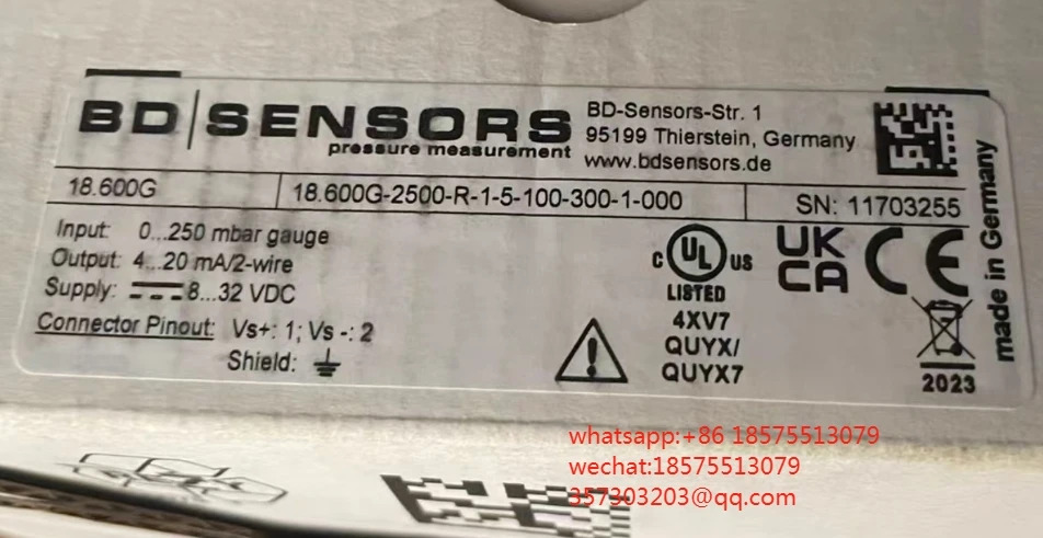 BD 18.600G 압력센서 0-250mbar 18.600G-2500-R-1-5-100-300-1-000 11703255