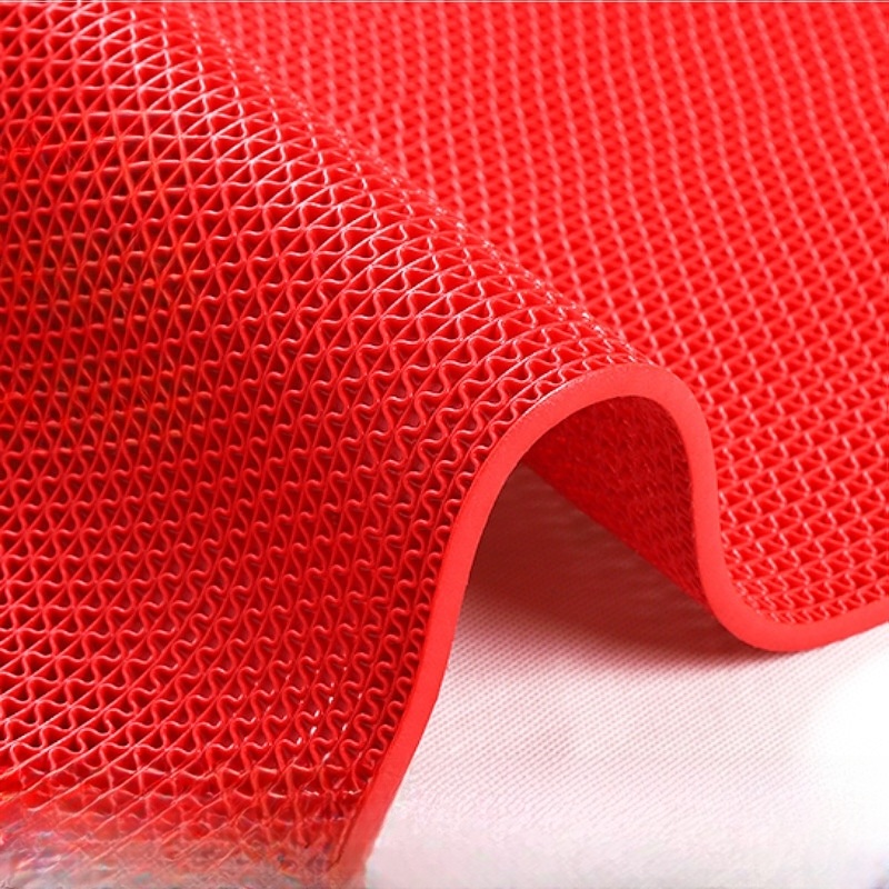 PVC 논슬립패드 매트 욕실 주방 현관 베란다 다용도 미끄럼없는 배수 쿠션 벌집형 레드 - 상세 이미지 2