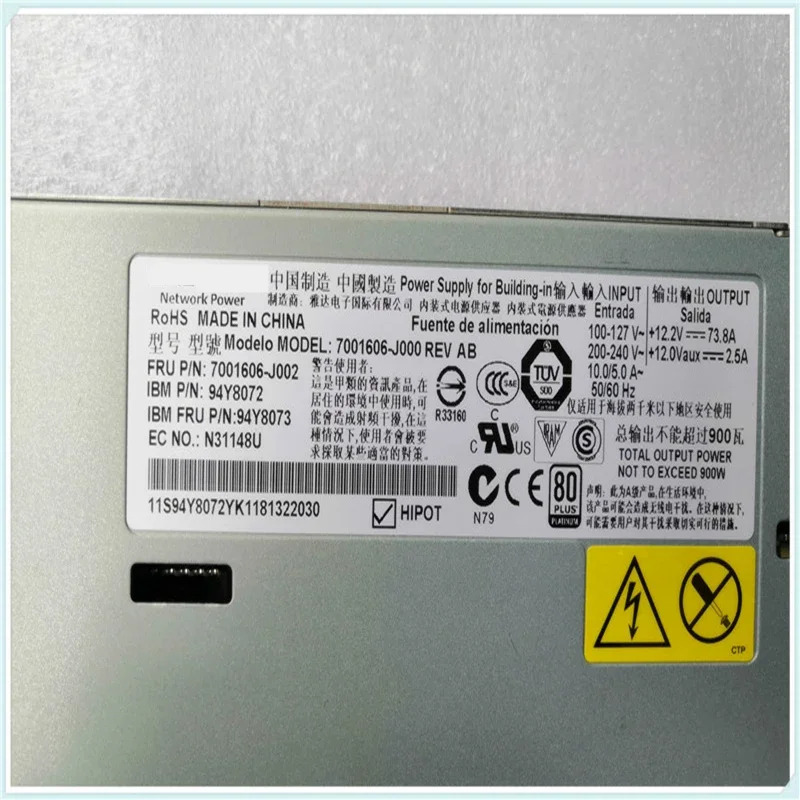 IBM X3550M4 X3650M4 X3850 X6 900W 전원공급장치 거오리지널 PC PSU 7001606-J000 7001606-J002 94Y8072 94Y8073 94Y