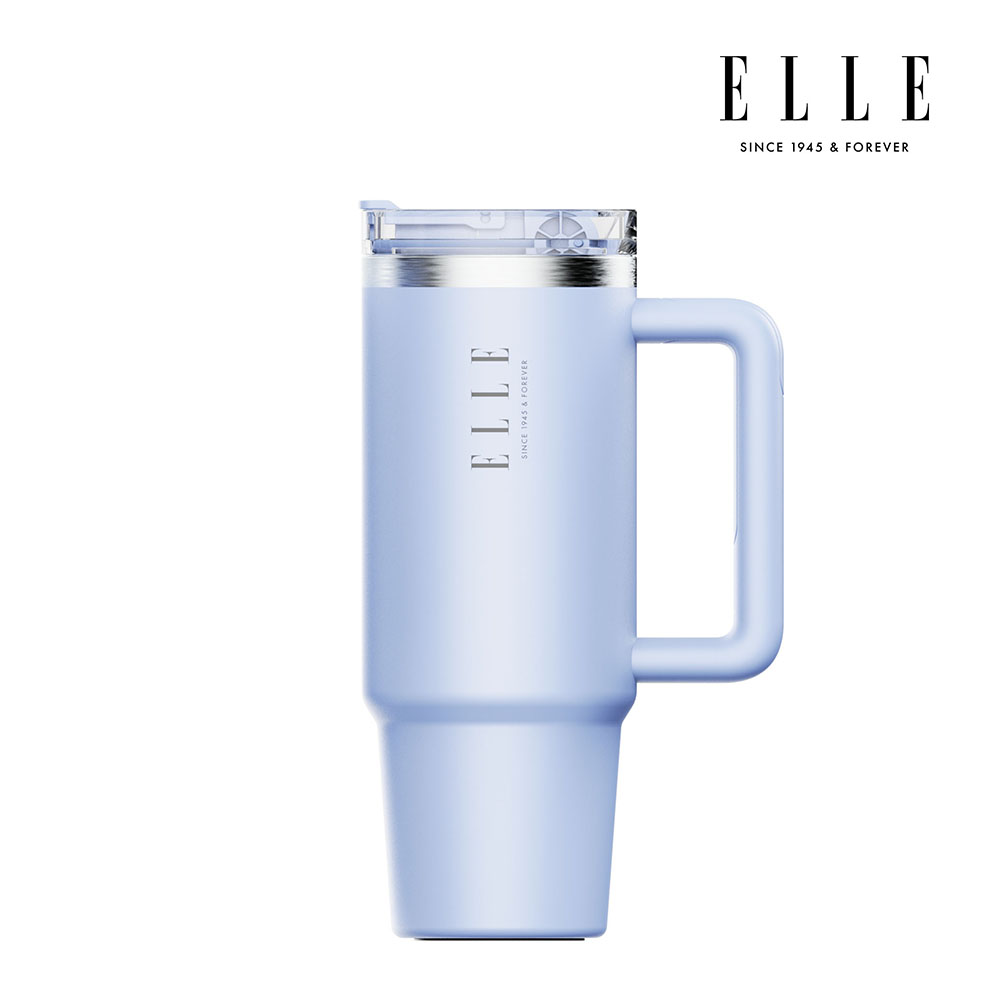 엘르 시그니처 퓨어 텀블러 대용량 차량용 스텐 빨대 손잡이 900ml, 스카이블루, 1개 - 상품 이미지