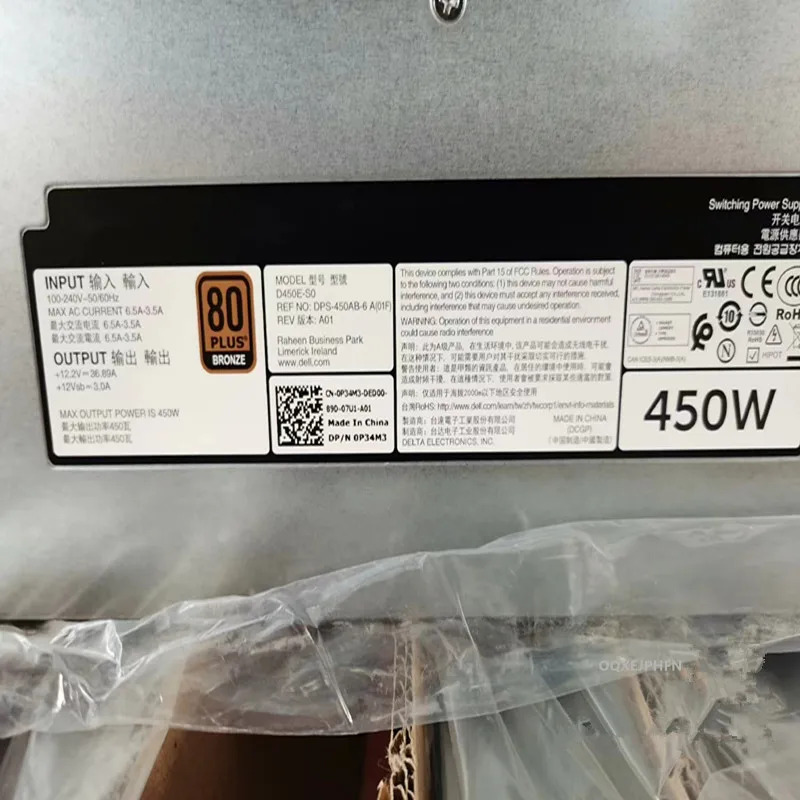 DELL PE R430 PSU 전원공급장치 D450E-S0 0P34M3 DPS-450AB-6 A P34M3 DPS-450AB-6A 450W 신