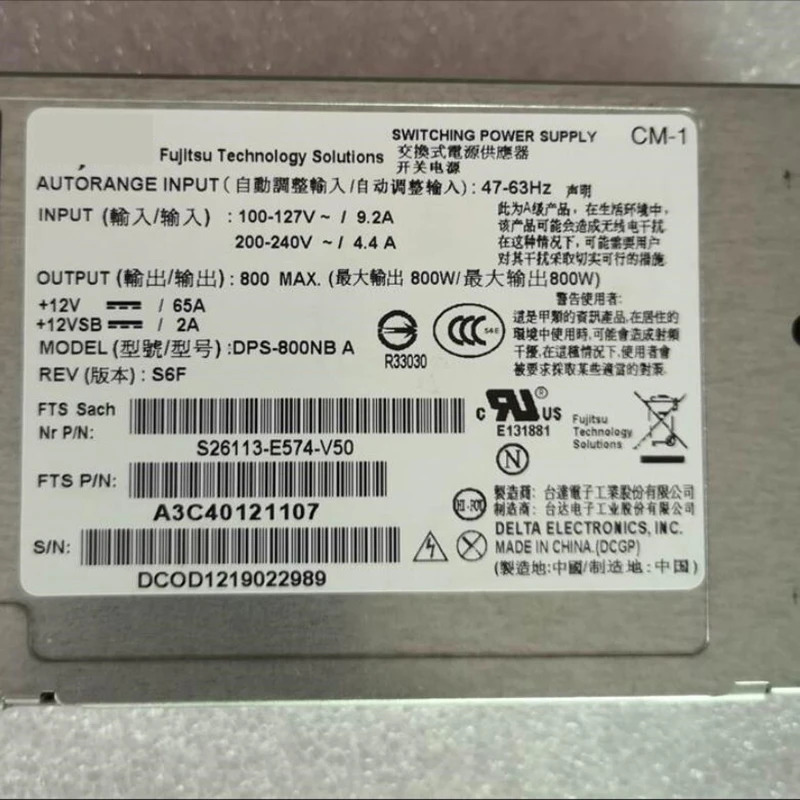 Fujitsu X79 오리지널 PSU 800W 전원공급장치 DPS-800NB A S26113-E574-V50 거신