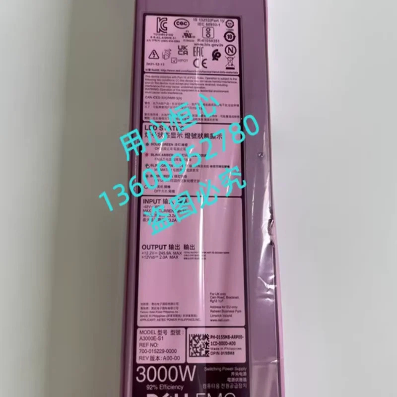 DELL MX7000 오리지널 전원공급장치 A3000E-S1 155M8 H7TFG 0155M8 0H7TFG 48V 3000W 신