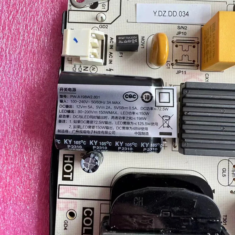 CQ-BH-65H A198W2 PW.198W2.801새 원본 전원 보드