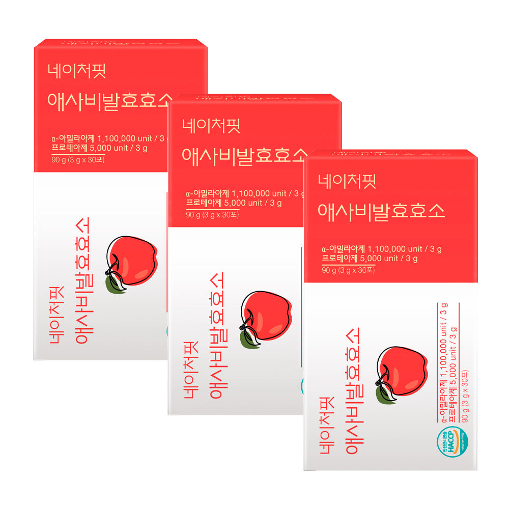 네이처핏 애플 사이다 비니거 애사비 사과 발효 소화 효소 유산균 30포, 3개 - 상품 이미지