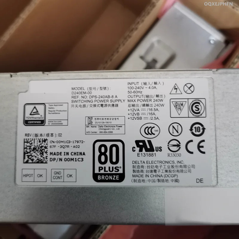 DELL Optiplex 3040 5040 7040 240W D240EM-00 0M1C3 00M1C3 DPS-240AB-8 A 새 원본 전원공급장치