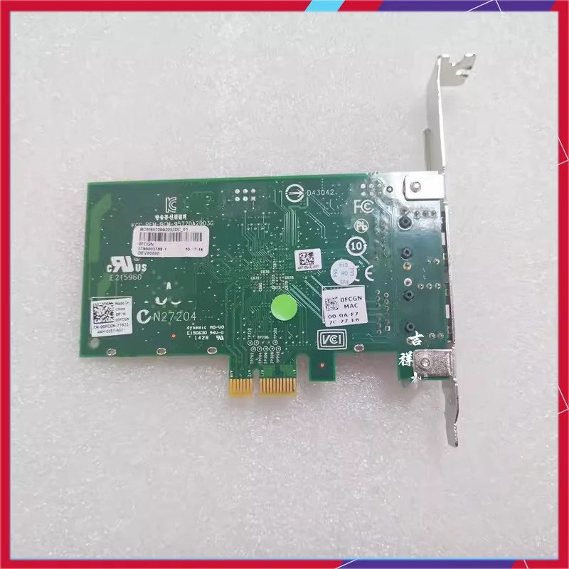 DELL기가비트 네트워크 카드 브로드컴 듀얼 포트 PCI-E X1 0FCGN 557M9 BCM5720