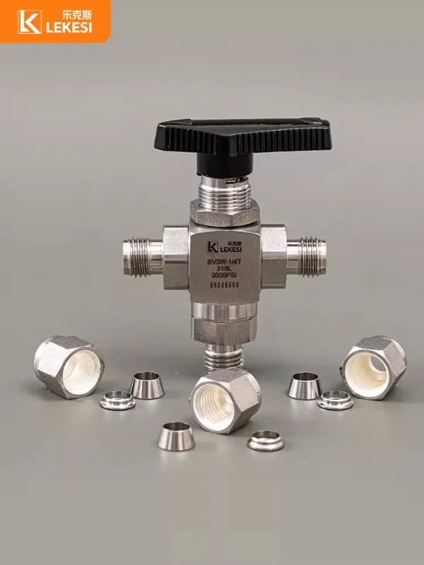 스테인리스강 316L 카드 슬리브 3방향 볼 밸브 T형 2위치 단방향 전환 체크밸브 3000PSI