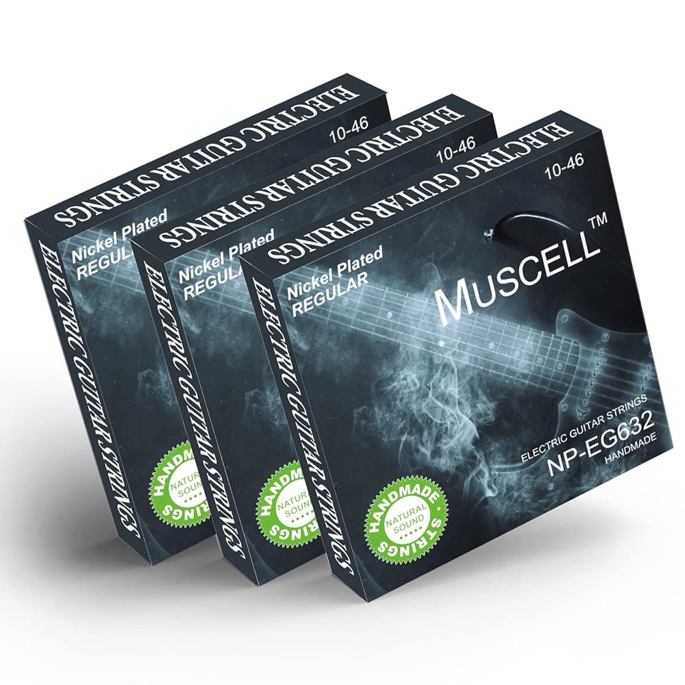 머스셀 일렉트릭 기타 줄 수제 니켈 도금 육강 컬러풀 볼 엔드-3팩-6줄-일반 10-46 Medium - 상품 이미지