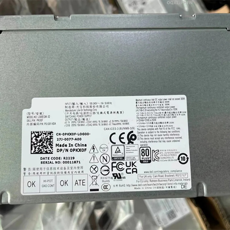 DELL XPS 8930 8910 8100 8920 8300 R5 R6 R7 R8 300W L300EGM호환-02 0PKX0F PKX0F PS-5301-8DA 새 원본 전원공급장
