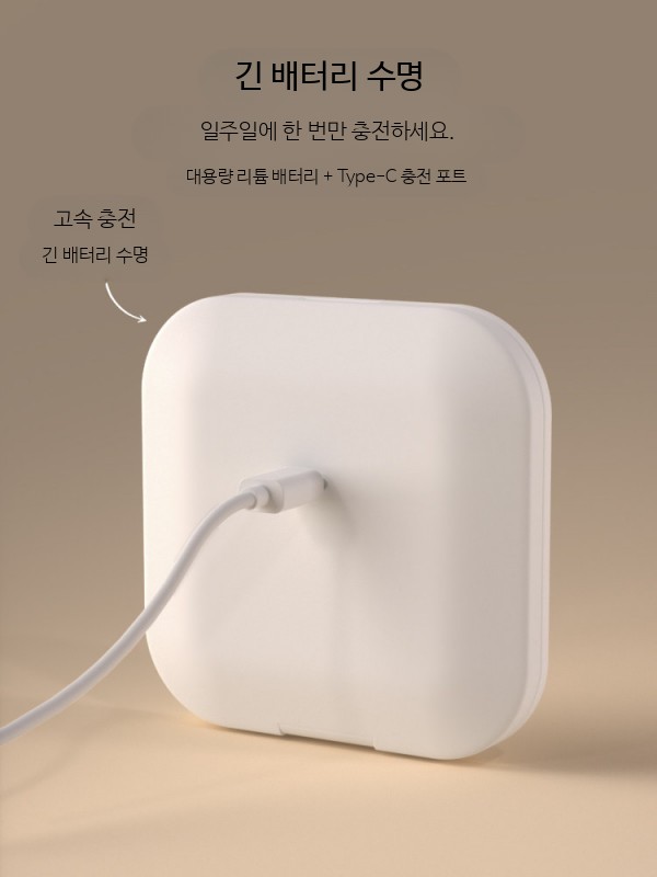 LED 조명 접이식 휴대용 메이크업거울 여성용 손거울 화장대용 라이트 미러 충전식 휴대성 강화 - 상세 이미지 4