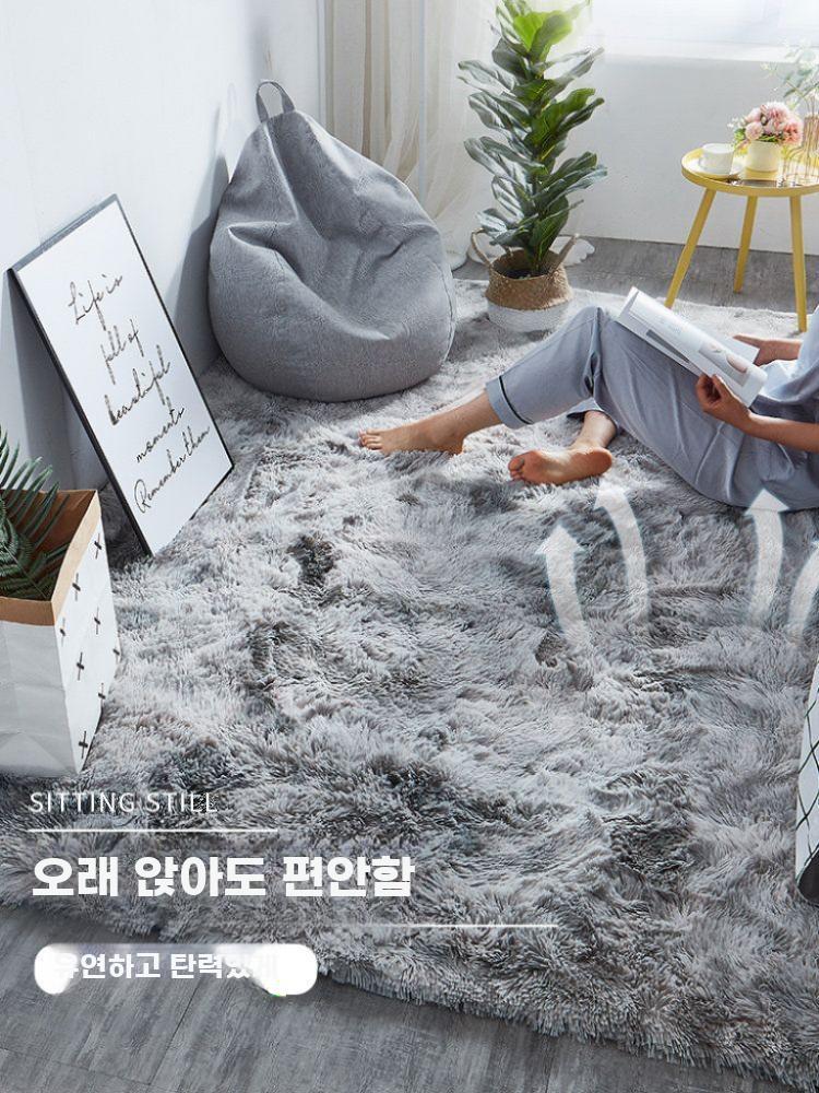 모던 두툼한러그 북유럽 사각 카페트 북유럽 거실 카펫 그레이 80x160cm - 상세 이미지 3