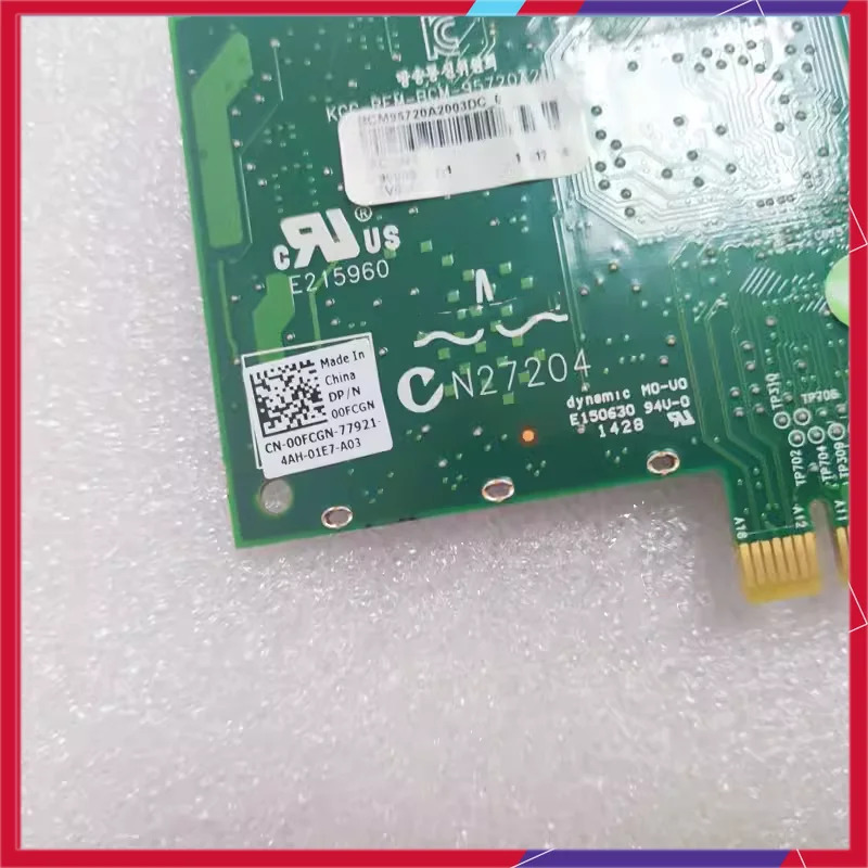 DELL기가비트 네트워크 카드 브로드컴 듀얼 포트 PCI-E X1 0FCGN 557M9 BCM5720