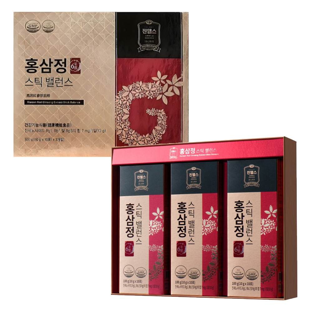 진웰스 홍삼정 스틱밸런스 10g x 30포 국내산 6년근 발효 홍삼액 - 상품 이미지