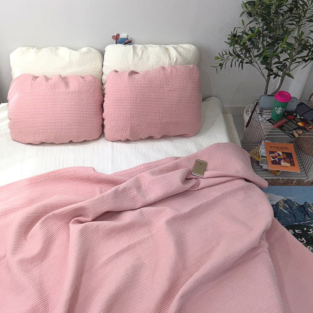 사계절 순면 60수 워싱 피그먼트 이불패드 침대깔개 겸 이불 크림밀크, SS(슈퍼싱글) 이미지 8