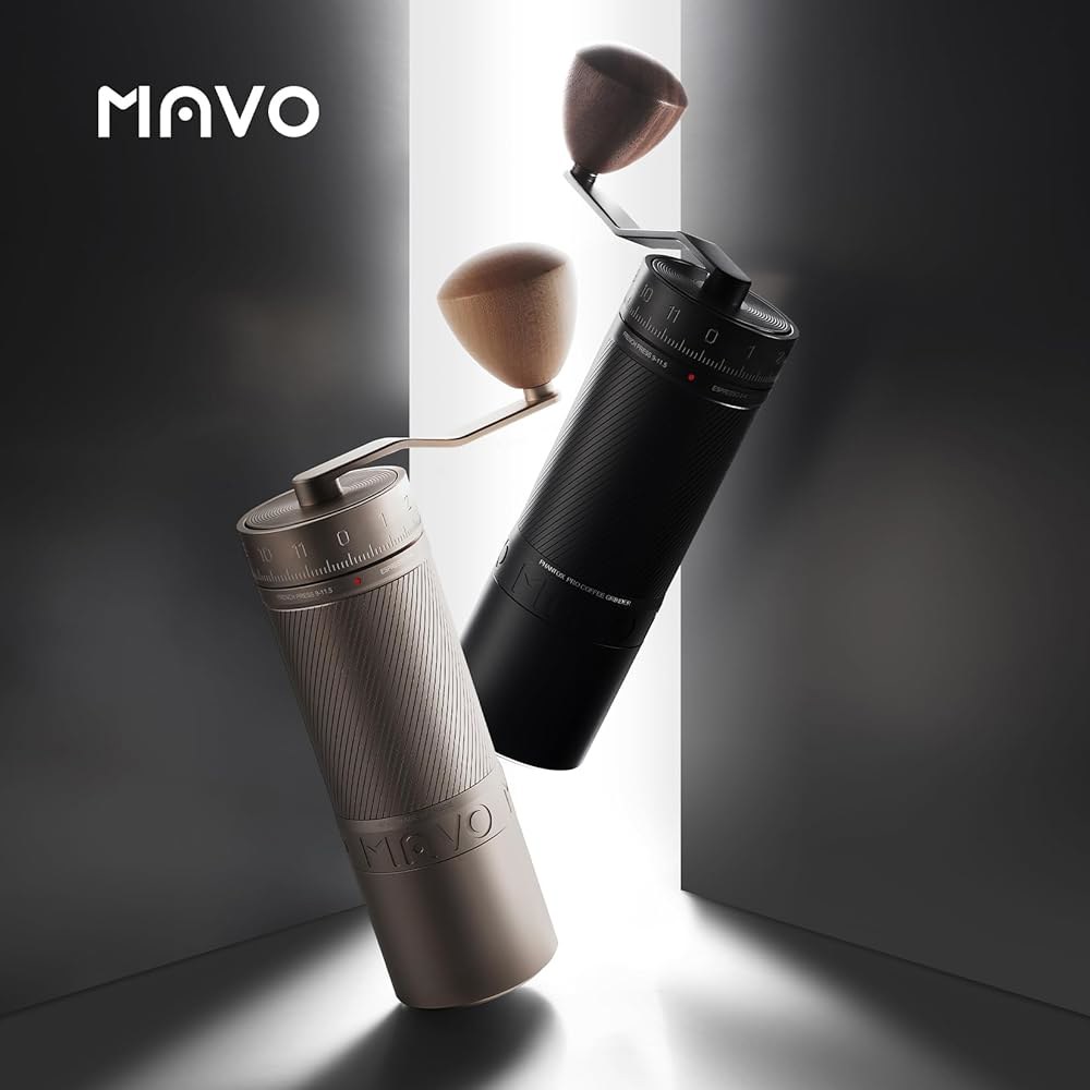 MAVO 수동 커피 그라인더, 팬톡스 프로 버 전문가용 45mm 스테인리스 연삭 코어, 용량 30g, 120 클릭 조정, 에스프레소용 핸드 붓기, 블랙 - 상세 이미지 2