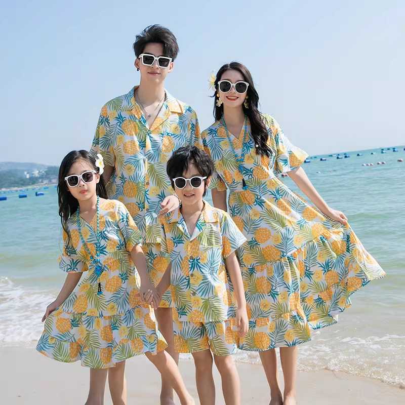 바캉스패밀리룩 휴양지 커플룩 해변룩 하와이안 가족 남아 - 상품 이미지