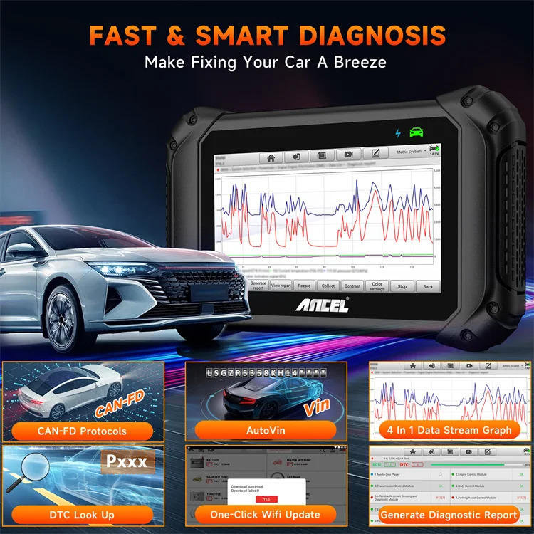 ANCEL 전체 시스템 테스터 재설정 OBDII 스캐너 V5BT OBD2 자동차 진단 도구
