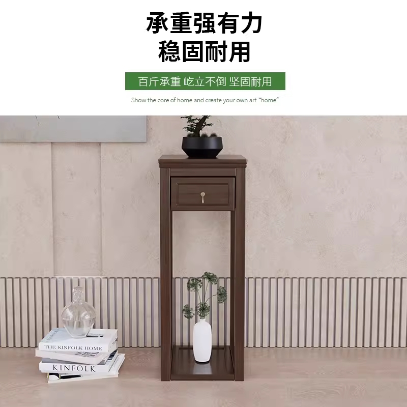 분재 받침대 선반 도자기 화분 선반 엔틱 스탠드 원목 월넛 60cm - 상세 이미지 2