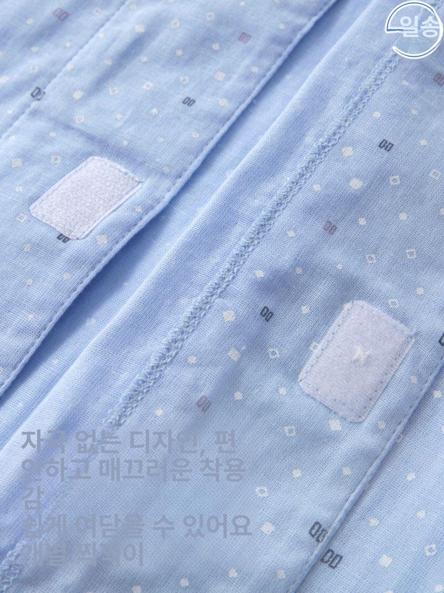 트임 환자복 잠옷 남성용 밸크로 벨크로 깁스옷 기능성 여성용 블루 상의 M 여성 50kg 남성 62.5kg - 상세 이미지 3