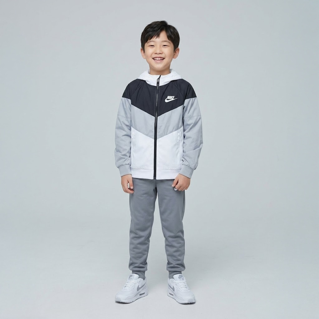 [국내매장판] 나이키 키즈 바람막이 간절기 어린이 아동 초등학생 후드 후디 재킷 윈드러너(멀티블랙), S - 상세 이미지 2