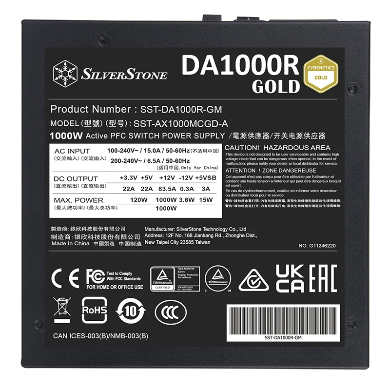 SilverStone DA1000R 3.0 PCIe 5.0 1000W SST-DA1000R-GM호환 SST-AX1000MCGD-A새 원본 전원공급장치