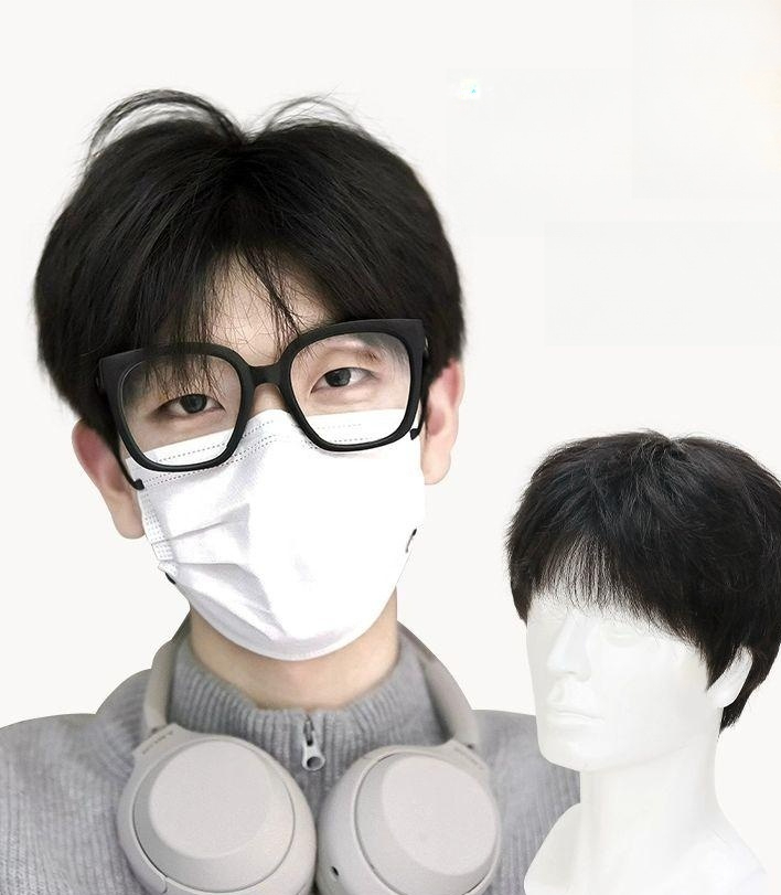 남자통가발 전체 시스루댄디컷 정수리 패션헤어 탈 가벼운 한국식 소형 머리둘레 51-53 - 상품 이미지