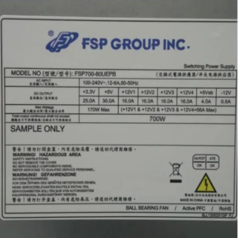 FSP 700W FSP700-80UEPB FSP600-80UEPB새 원본 전원공급장치