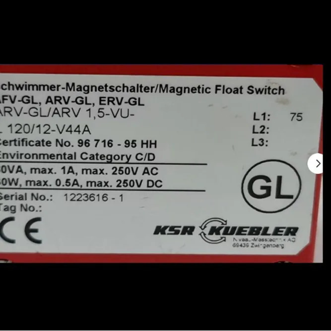 KSR KUBLER 레벨 센서 ARV-GL/ARV15 -VUL120/12-V44A
