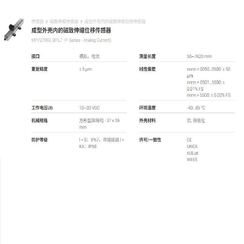 BALLUFF 발루프 변위센서 BTL7-E500-M0150-B-S32