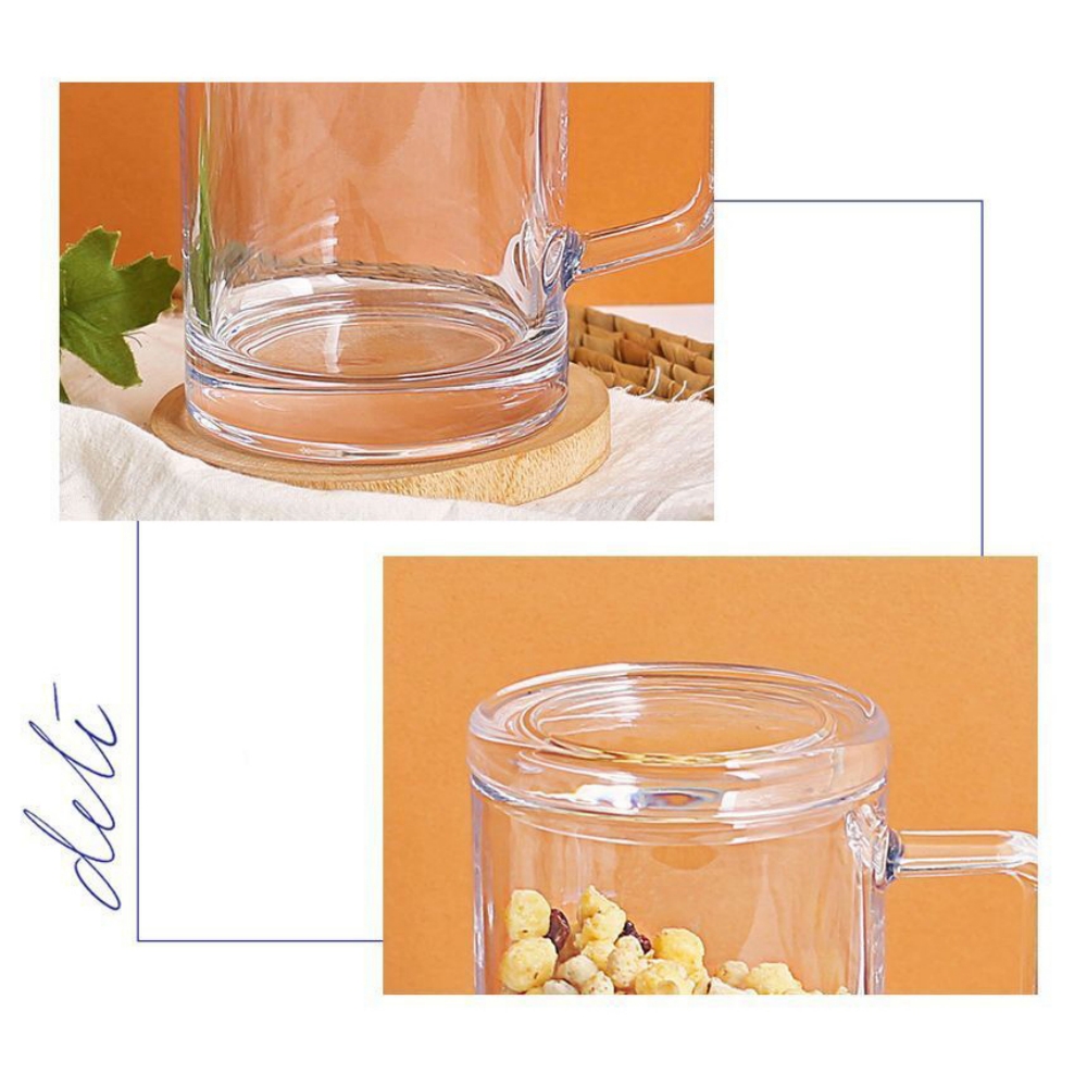 홈카페 뚜껑 손잡이 유리컵 아이스아메리카노 플랫화이트 냉커피 커플 유리잔 380ml - 상세 이미지 4