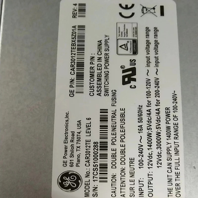 GE 1400W CAR3012TE CAR3012TEBX5Z01A새 전원공급장치