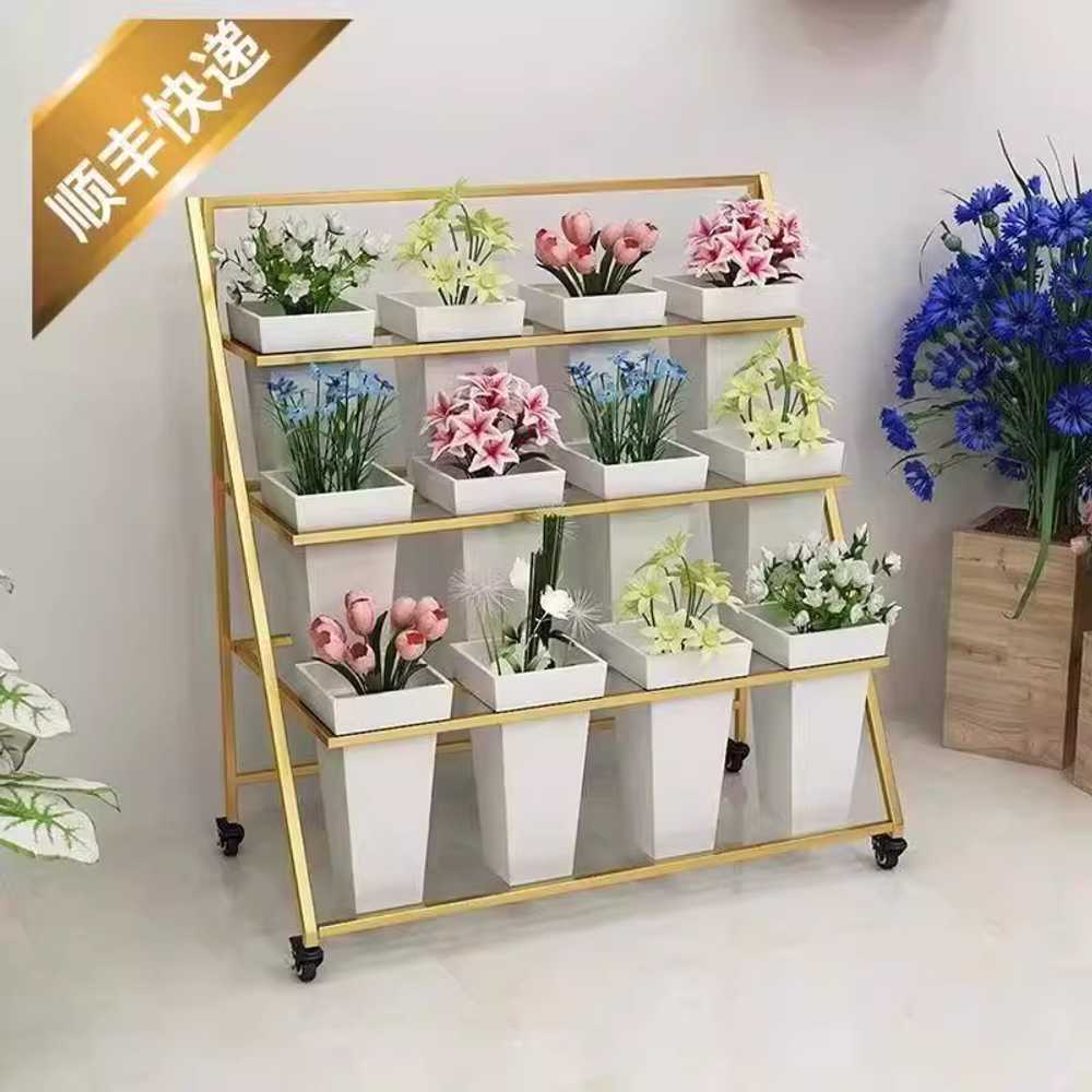 꽃다발 진열대 전시대 꽃집 다층 이동식 디스플레이 랙 스퀘어 - 상세 이미지 2