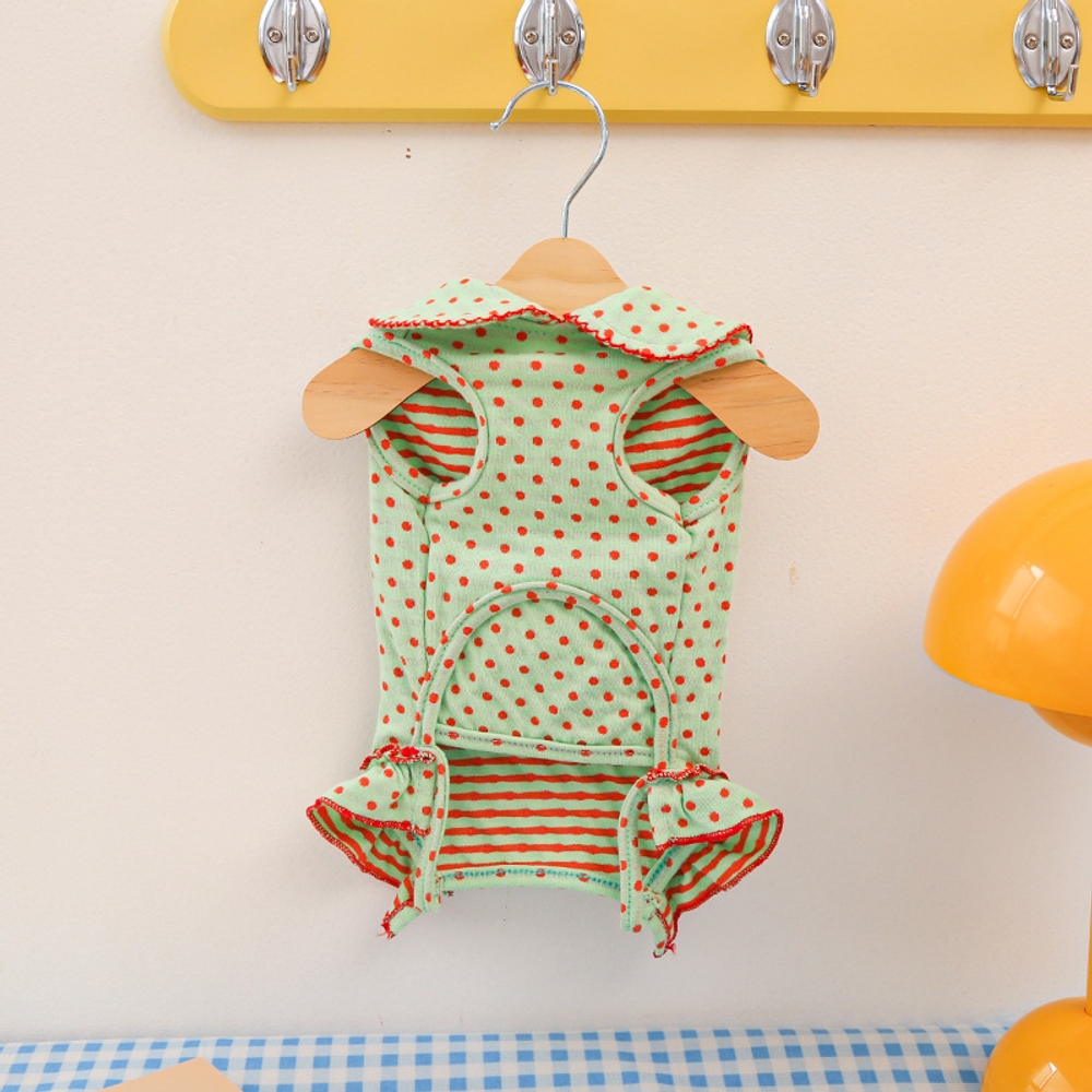 레트로 강아지 여름 옷 고양이 옷 도트 무늬 면 소재 568 스린 도트 XS 20cm 0.5-1.5kg - 상세 이미지 4