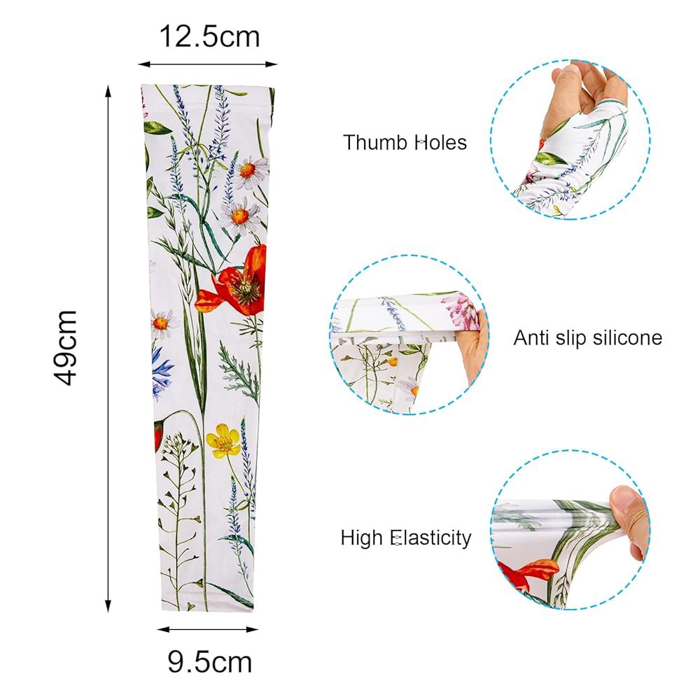 여성용 투유우 가드닝 슬리브, 엄지 구멍이 있는 쿨링 암 자외선 차단, 가시 방지 농장 보호대 Floral#3 - 상세 이미지 2