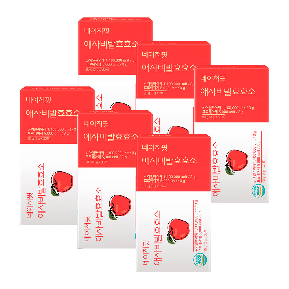 네이처핏 애플 사이다 비니거 애사비 사과 발효 소화 효소 유산균 30포, 6개 - 상품 이미지