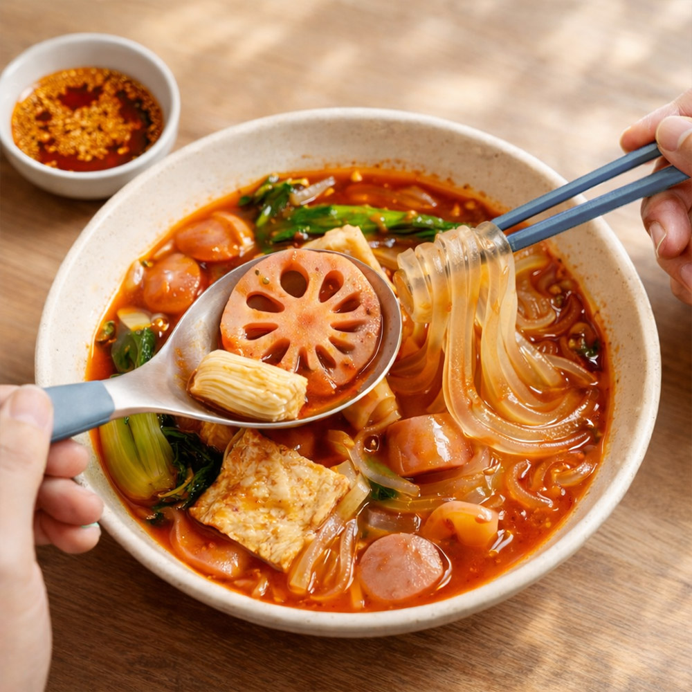 미니국자 라면 수저세트 마라탕 먹방 스푼 젓가락 수저받침 4color - 상세 이미지 5