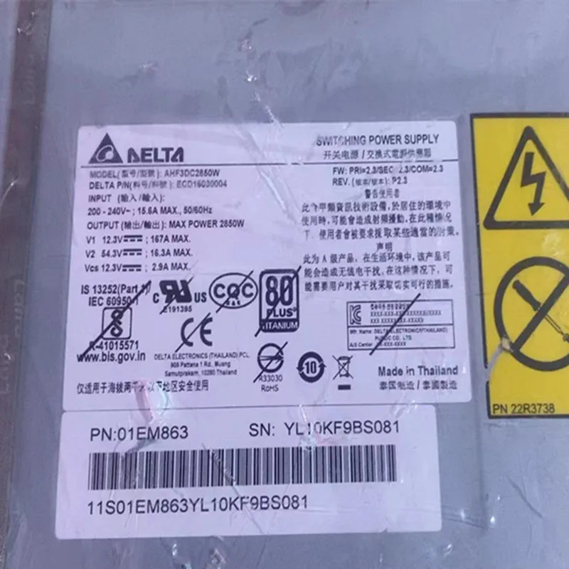 DELTA 2850W AHF3DC2850W ECD16030004거새 미사전원공급장치 새 처럼 작동