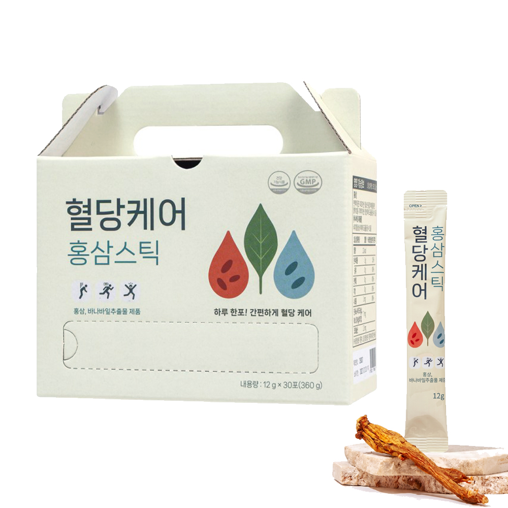진웰스 혈당케어 홍삼스틱 12g x 30포 국내산 6년근 발효 홍삼액 - 상품 이미지