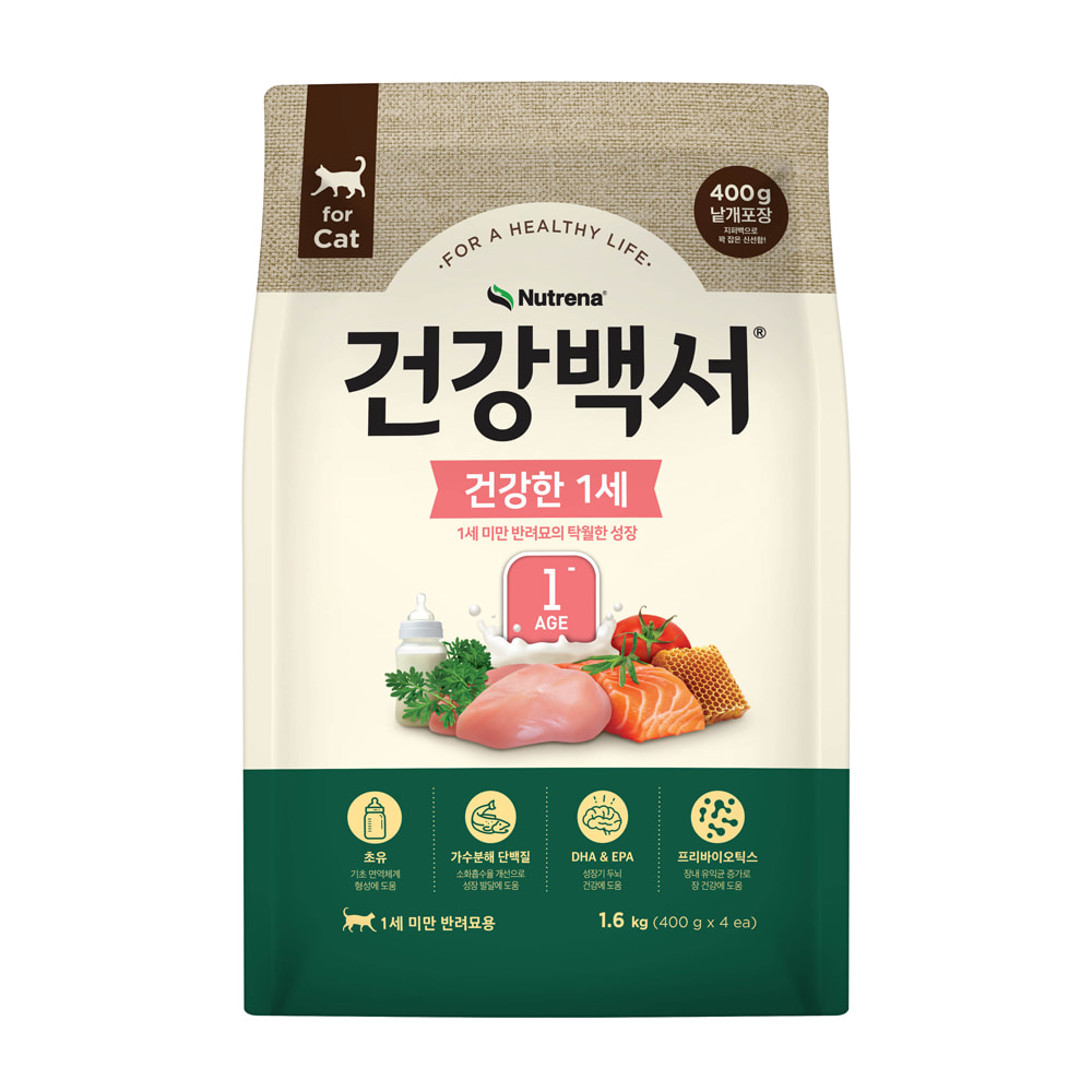 건강백서 고양이 관절 건강한 피부 캣 피모 인도어 뉴트리나 피부사료 1.6kg 4종 - 상세 이미지 2