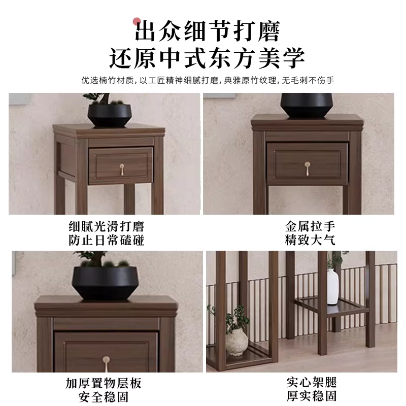 분재 받침대 선반 도자기 화분 선반 엔틱 스탠드 원목 월넛 60cm - 상세 이미지 3