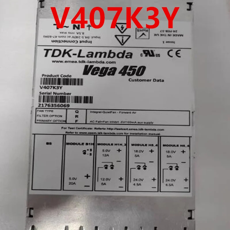 TDK-LAMBDA VEGA 450 450W V407K3Y V407LMY V405MCY리퍼 전원공급장치