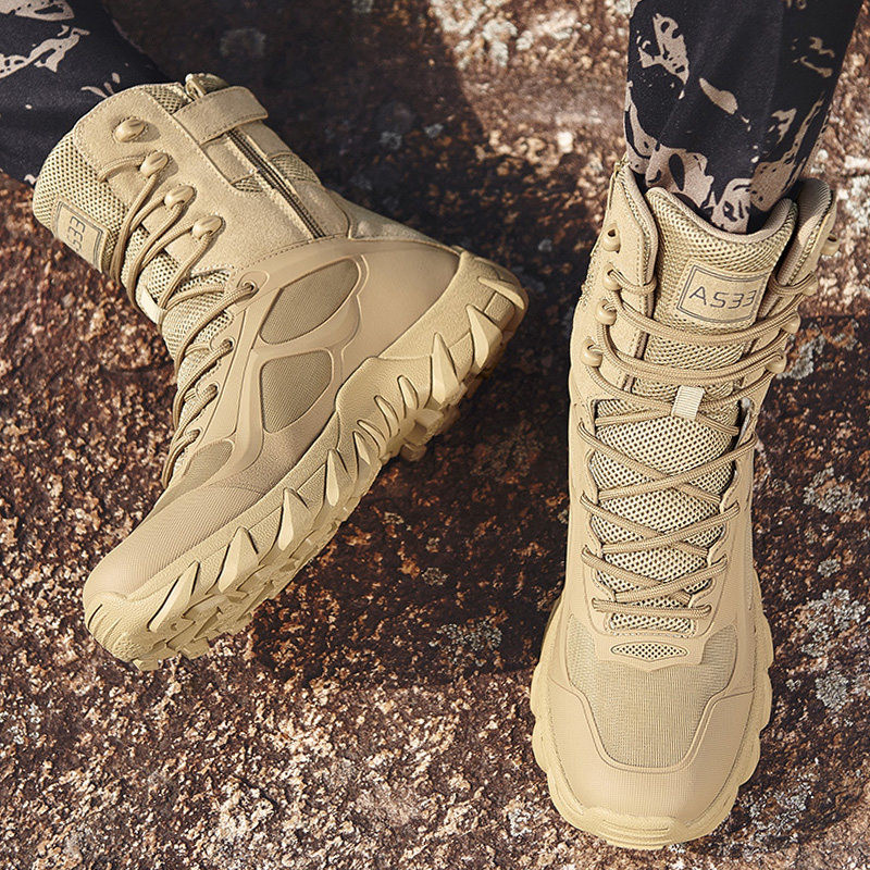 워커 등산화 전투화 남성 여름용 통기성 좋은 하이탑 등산 마틴 부츠 훈련용 밀리터리 스타일 - 상세 이미지 4