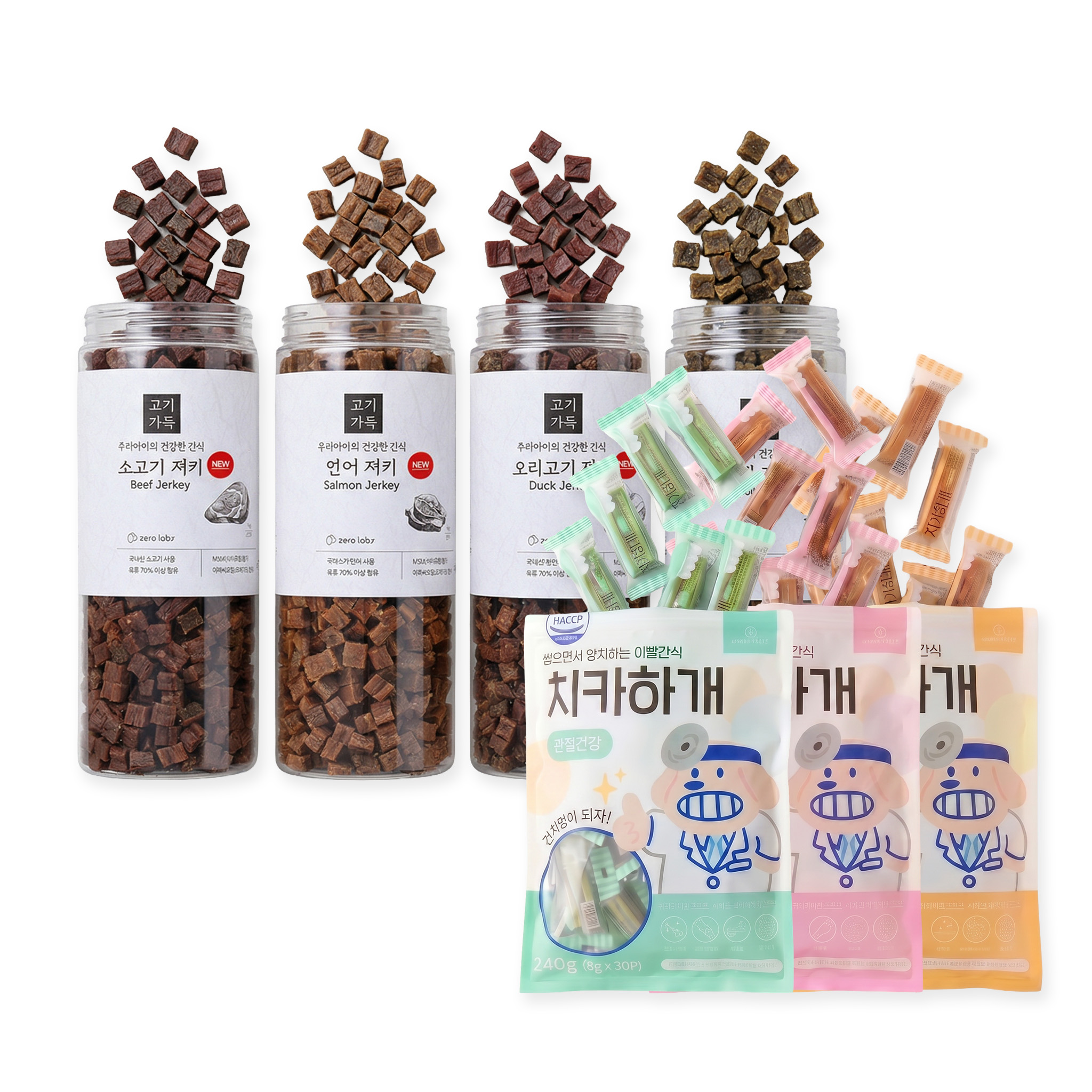 제로랩스 고기가득1kg+치카하개30p 기능성 케어 강아지 화식 간식 - 상품 이미지