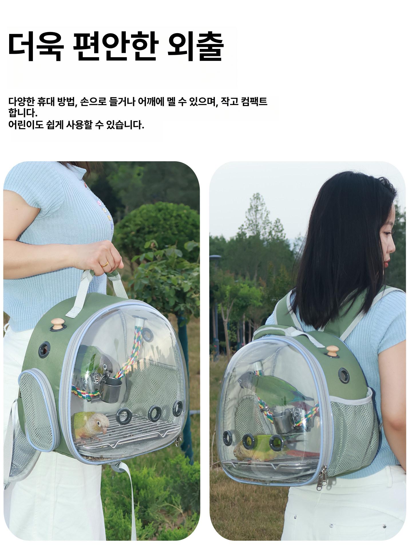 휴대용 캐리어 이동장 야외 통기성 반려동물 여행 애완 투명 용품 메쉬 케이스 운반 - 상세 이미지 4