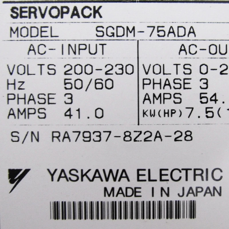 SGDM-75ADA Yaskawa 서보 드라이브 신속